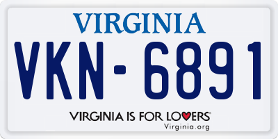 VA license plate VKN6891