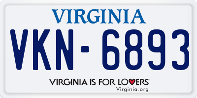 VA license plate VKN6893