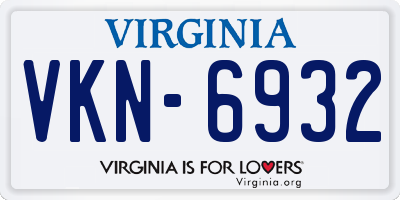VA license plate VKN6932