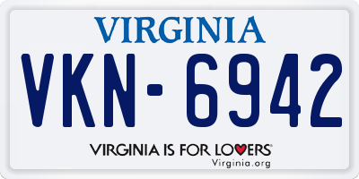 VA license plate VKN6942