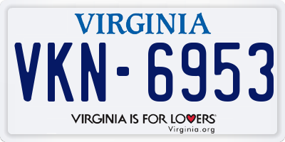 VA license plate VKN6953