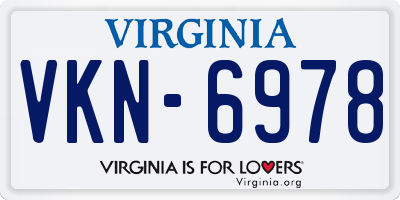 VA license plate VKN6978