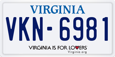 VA license plate VKN6981