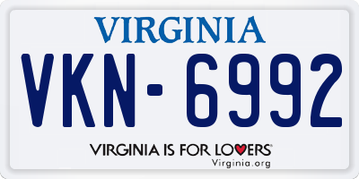 VA license plate VKN6992