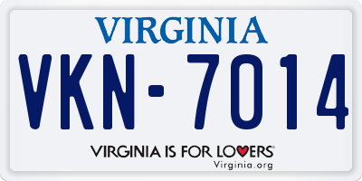 VA license plate VKN7014
