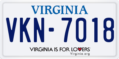 VA license plate VKN7018