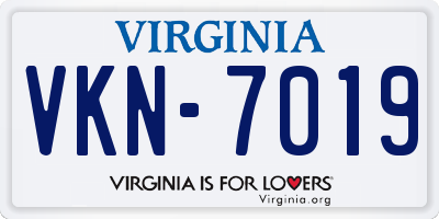VA license plate VKN7019