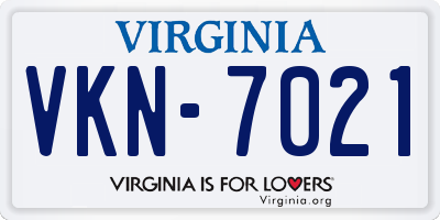 VA license plate VKN7021