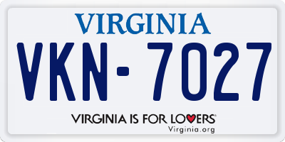VA license plate VKN7027