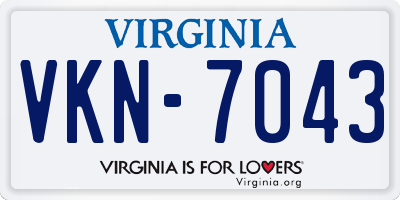 VA license plate VKN7043