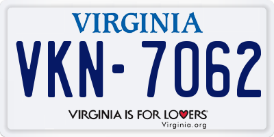 VA license plate VKN7062