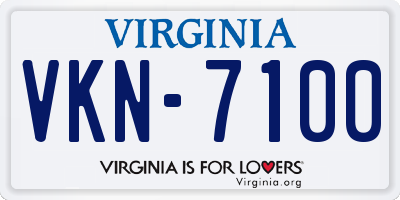 VA license plate VKN7100