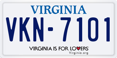 VA license plate VKN7101