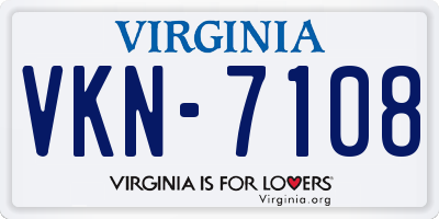 VA license plate VKN7108