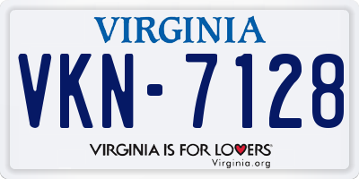 VA license plate VKN7128