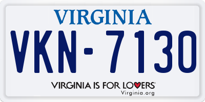 VA license plate VKN7130