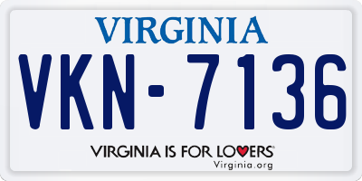 VA license plate VKN7136