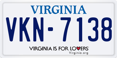 VA license plate VKN7138