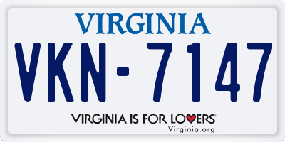 VA license plate VKN7147
