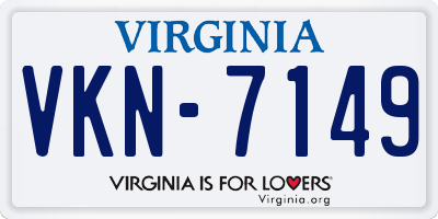 VA license plate VKN7149