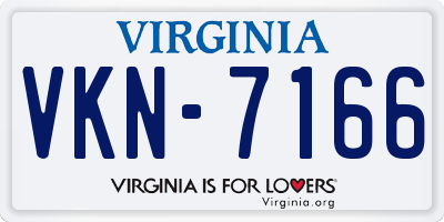 VA license plate VKN7166