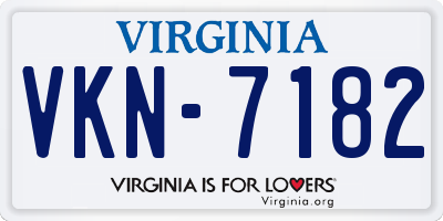 VA license plate VKN7182