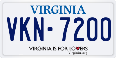 VA license plate VKN7200