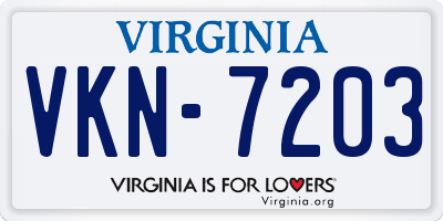 VA license plate VKN7203