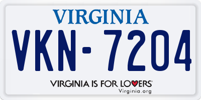 VA license plate VKN7204
