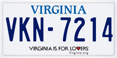 VA license plate VKN7214