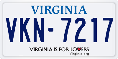 VA license plate VKN7217