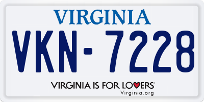 VA license plate VKN7228