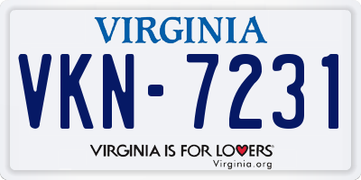 VA license plate VKN7231