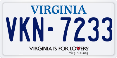 VA license plate VKN7233