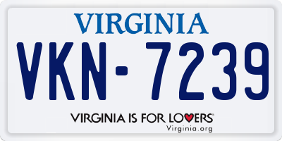 VA license plate VKN7239