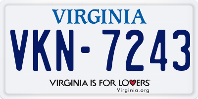 VA license plate VKN7243