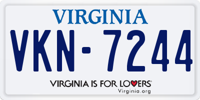 VA license plate VKN7244
