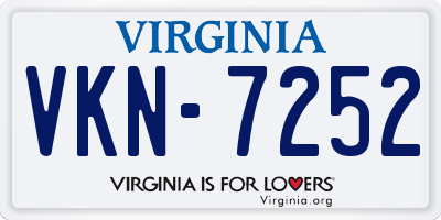 VA license plate VKN7252