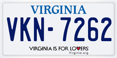 VA license plate VKN7262