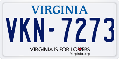 VA license plate VKN7273