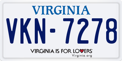 VA license plate VKN7278