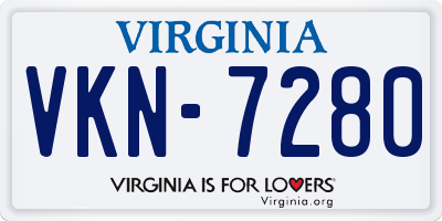VA license plate VKN7280
