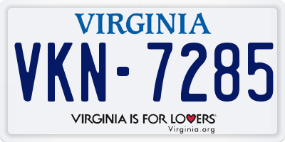 VA license plate VKN7285