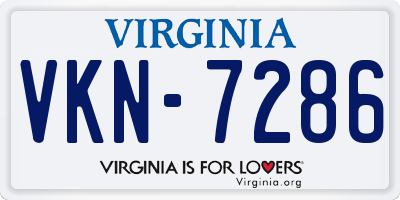 VA license plate VKN7286