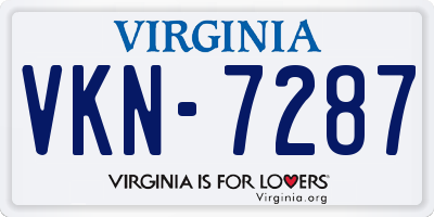 VA license plate VKN7287
