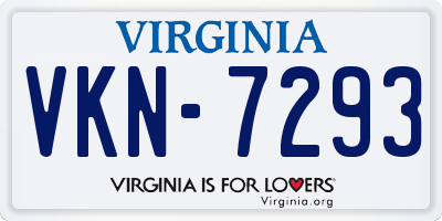 VA license plate VKN7293