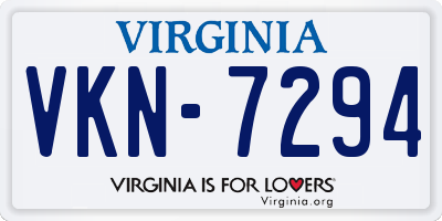 VA license plate VKN7294