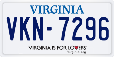 VA license plate VKN7296