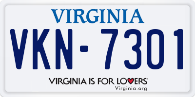 VA license plate VKN7301