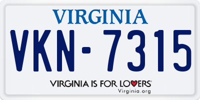 VA license plate VKN7315